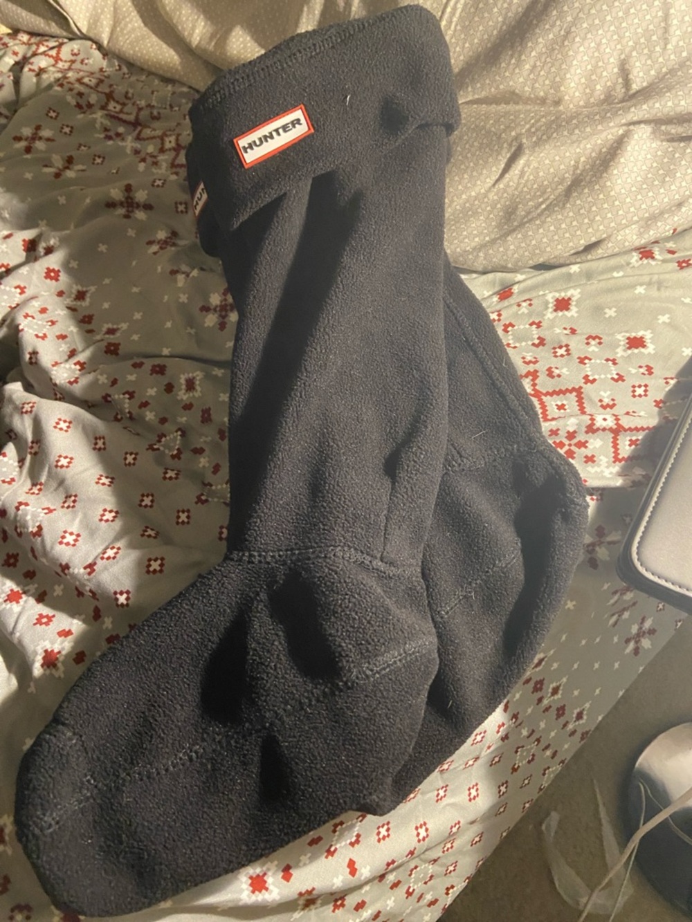 Hunter Black Fleece Sock Liners with Logo Patch